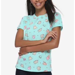 Pusheen Snacks Mint Ringer T-Shirt